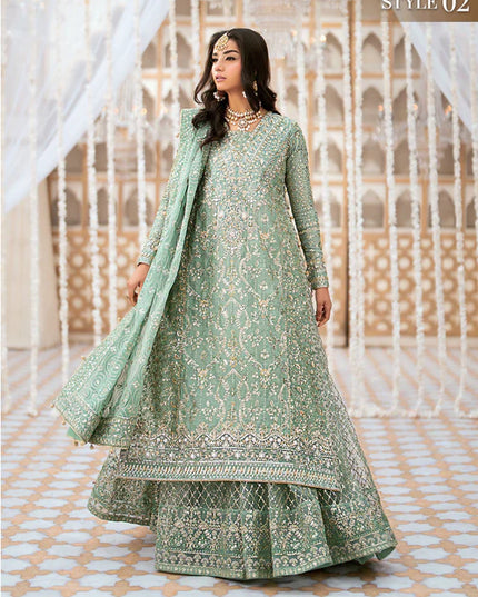 Naaz | Mint Green Kundan Zari Embellished Dress
