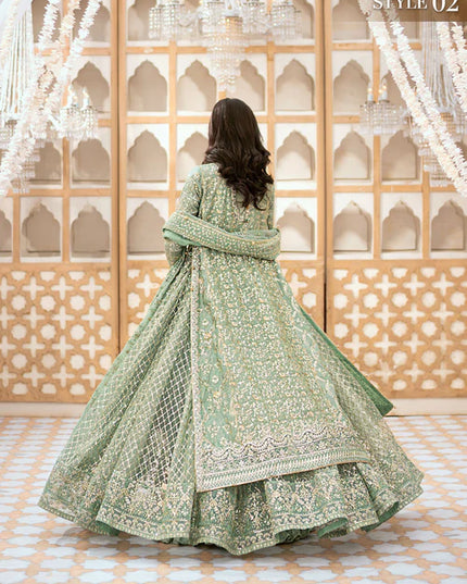 Naaz | Mint Green Kundan Zari Embellished Dress