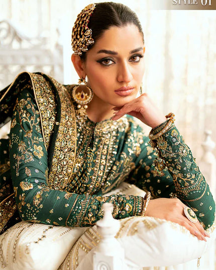 Damini | Green Net Embellished Dress