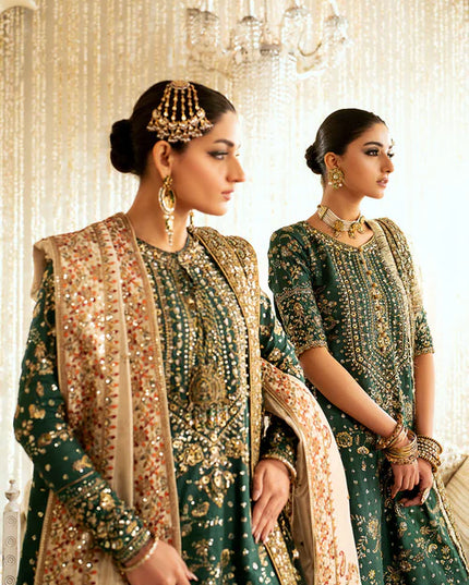 Damini | Green Net Embellished Dress