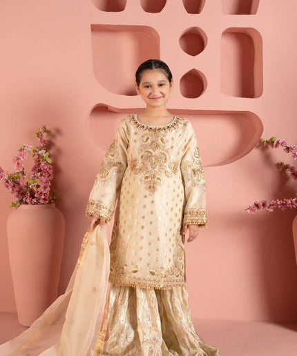Jahan | Girls Cream Organza Gharara