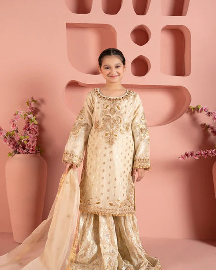 Jahan | Girls Cream Organza Gharara