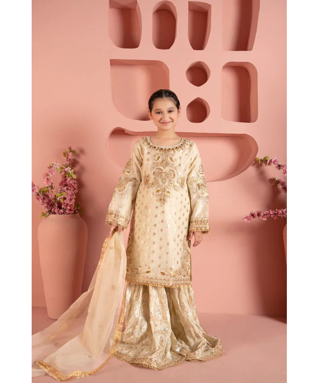Jahan | Girls Cream Organza Gharara