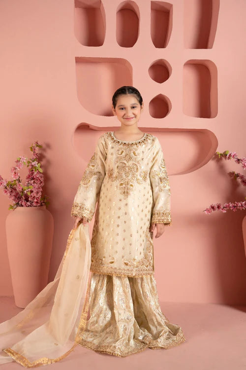 Jahan | Girls Cream Organza Gharara