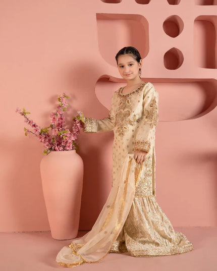 Jahan | Girls Cream Organza Gharara