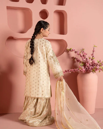 Jahan | Girls Cream Organza Gharara