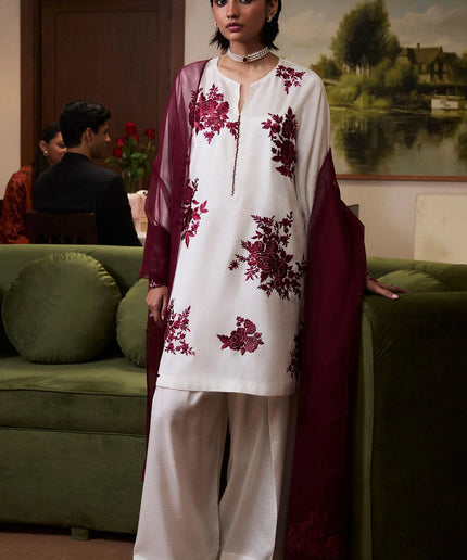 Zara ShahJahan | White Raw Silk Suit