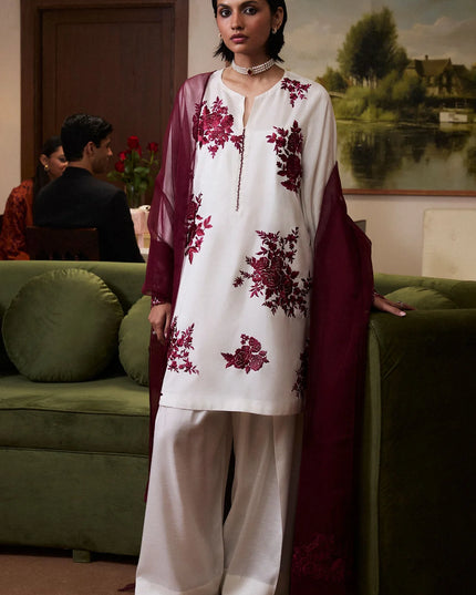 Zara ShahJahan | White Raw Silk Suit