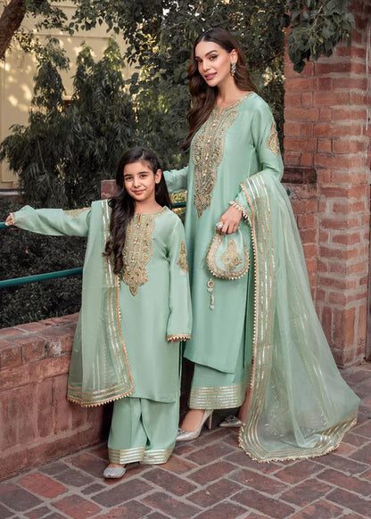 Zareen | Girls Mint Green Embroidered Suit