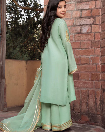 Zareen | Girls Mint Green Embroidered Suit