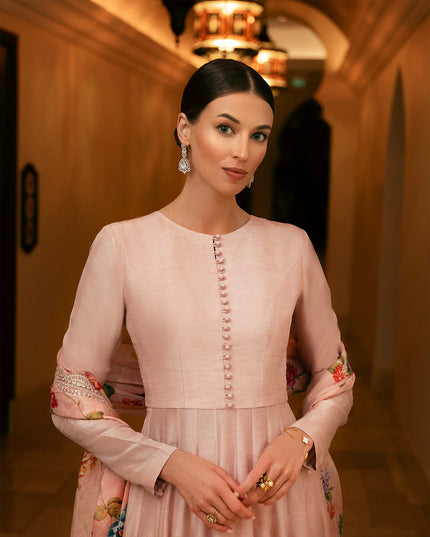 Faiza Saqlain | Floral Printed Silk Pishwas
