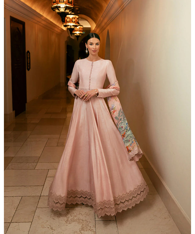 Faiza Saqlain | Floral Printed Silk Pishwas