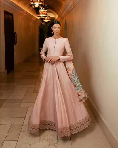 Faiza Saqlain | Floral Printed Silk Pishwas