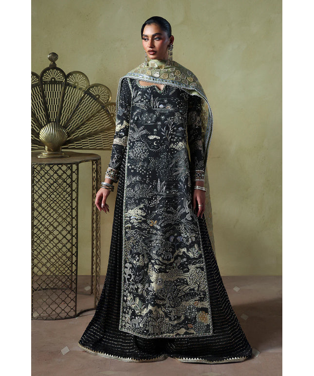 Zyra | Black Printed Hand Embellished Sharara
