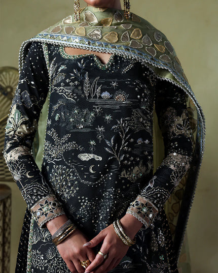 Zyra | Black Printed Hand Embellished Sharara