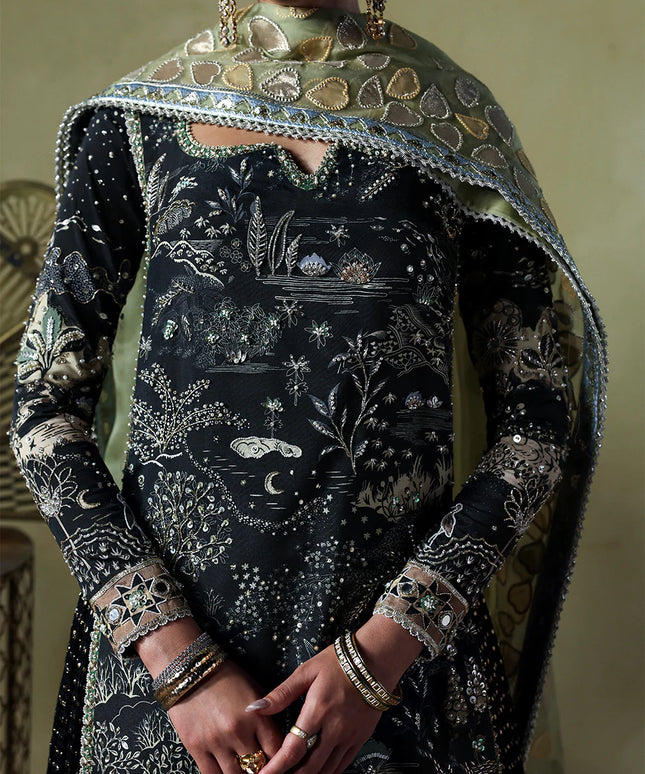 Zyra | Black Printed Hand Embellished Sharara