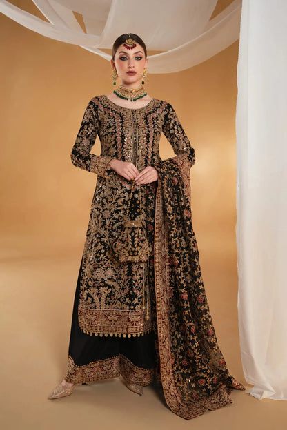 Anjali | Black Chiffon Embroidered Suit