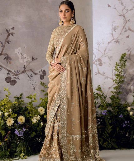 Umber | Embroidered Net Luxury Silk Saree
