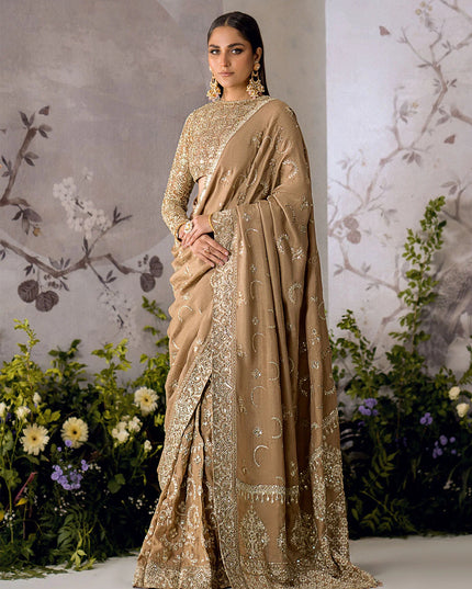 Umber | Embroidered Net Luxury Silk Saree