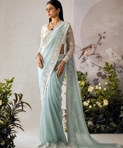 Sitara | Festive Wear Embroidered Chiffon Saree