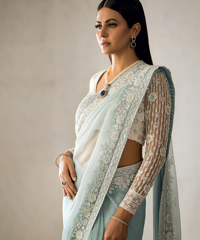 Sitara | Festive Wear Embroidered Chiffon Saree