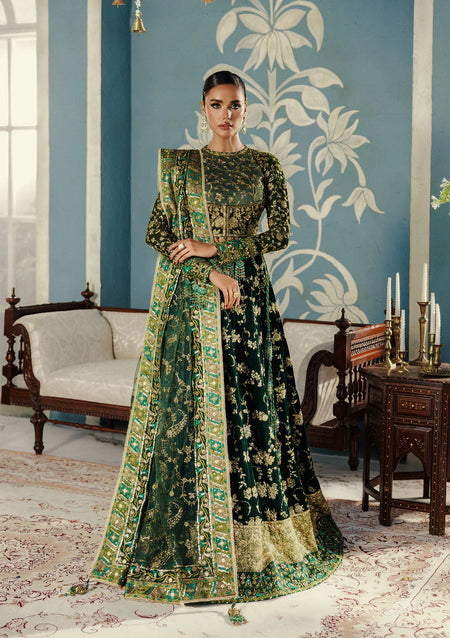 Aman | Emerald Green Velvet Embroidered Wedding Dress Noorjahan Collections | Canada Aman | Emerald Green Velvet Embroidered Wedding Dress Noorjahan Collections | Canada
