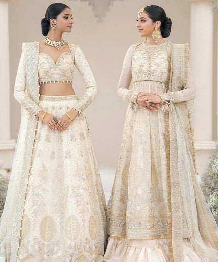 Geet | Ivory Wedding Chiffon Embellished Lehenga