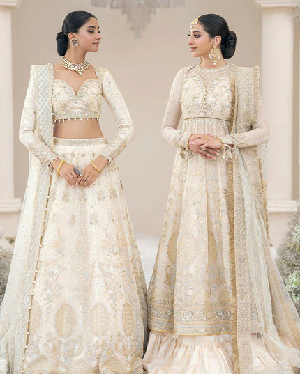 Geet | Ivory Wedding Chiffon Embellished Lehenga