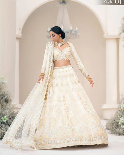 Geet | Ivory Wedding Chiffon Embellished Lehenga