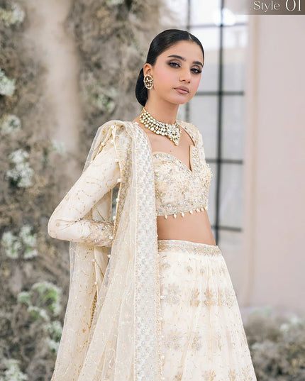 Geet | Ivory Wedding Chiffon Embellished Lehenga