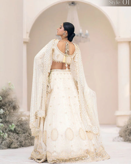 Geet | Ivory Wedding Chiffon Embellished Lehenga