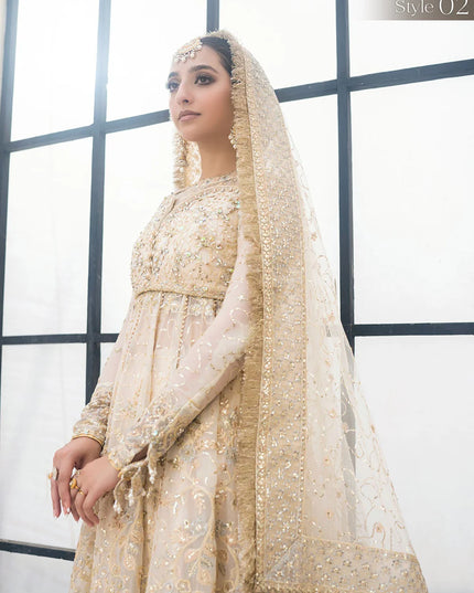 Geet | Ivory Wedding Chiffon Embellished Lehenga