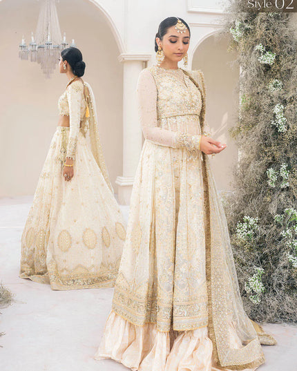 Geet | Ivory Wedding Chiffon Embellished Lehenga