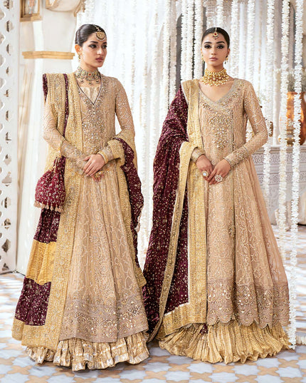 Esha | Peach Chiffon Embellished Dress