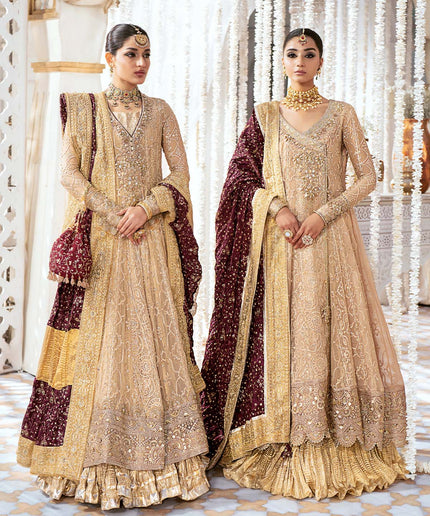 Esha | Peach Chiffon Embellished Dress