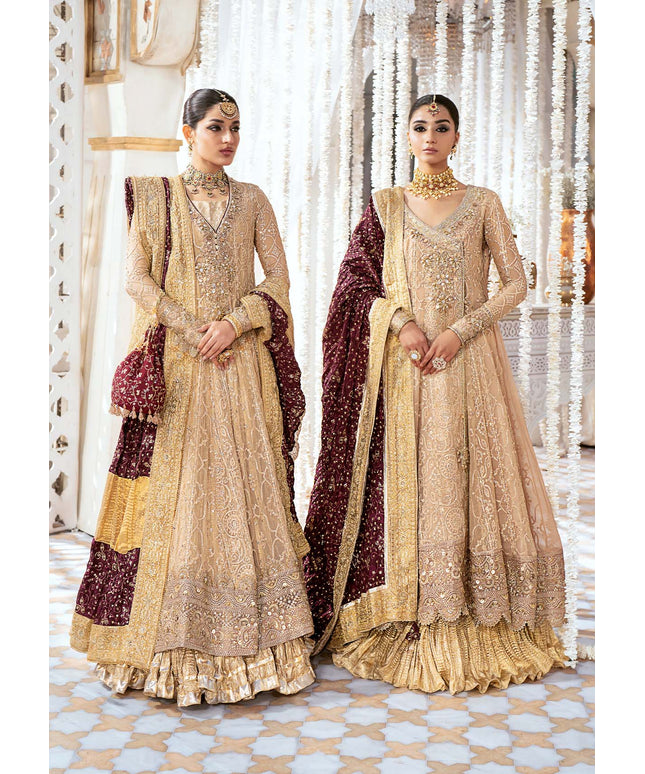 Esha | Peach Chiffon Embellished Dress