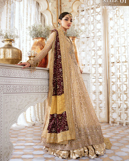 Esha | Peach Chiffon Embellished Dress