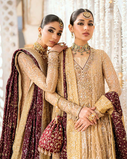 Esha | Peach Chiffon Embellished Dress