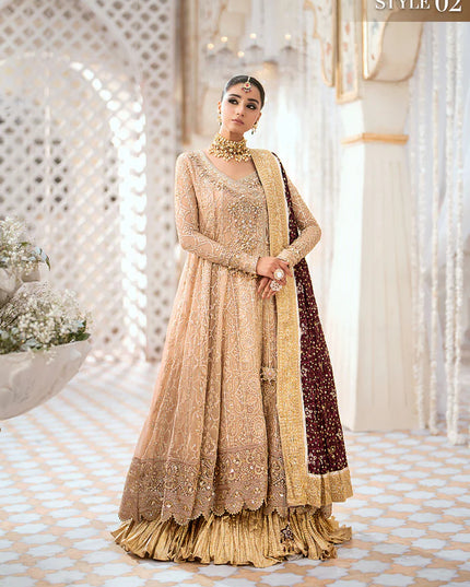 Esha | Peach Chiffon Embellished Dress