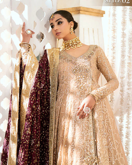 Esha | Peach Chiffon Embellished Dress