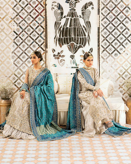 Nira | Silver Blue Embroidered Embellished Dress