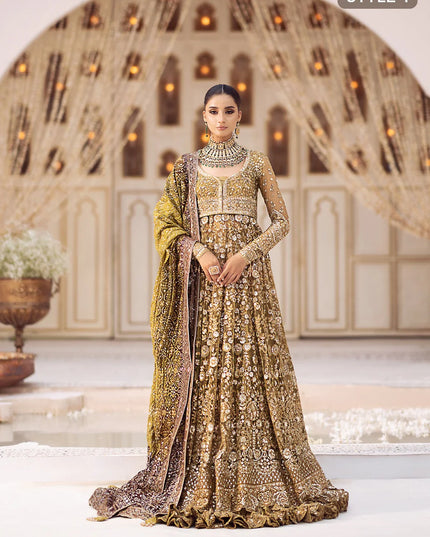 Nora | Olive Embroidered Embellished Lehenga