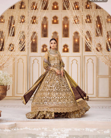 Nora | Olive Embroidered Embellished Lehenga