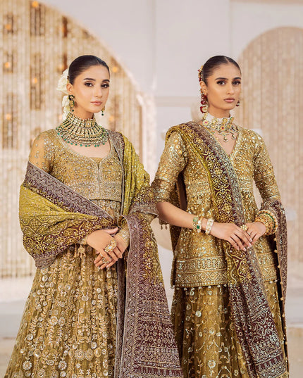Nora | Olive Embroidered Embellished Lehenga