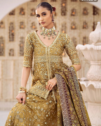 Nora | Olive Embroidered Embellished Lehenga