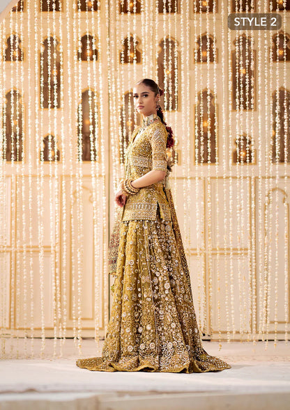 Nora | Olive Embroidered Embellished Lehenga