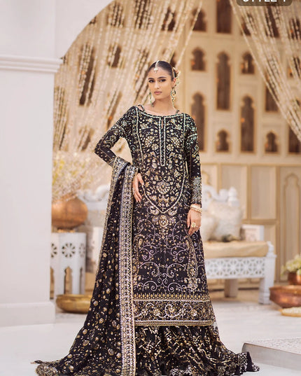 Zara | Black Embroidered Embellished Khaadi Net Dress