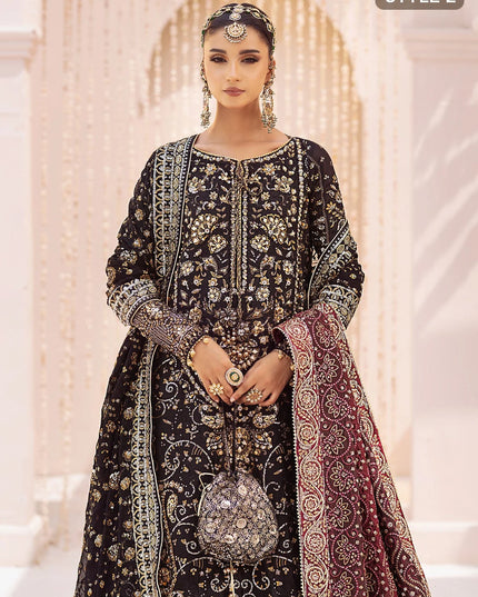 Zara | Black Embroidered Embellished Khaadi Net Dress