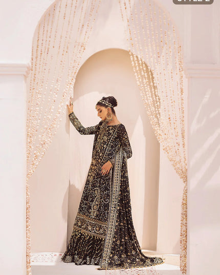 Zara | Black Embroidered Embellished Khaadi Net Dress