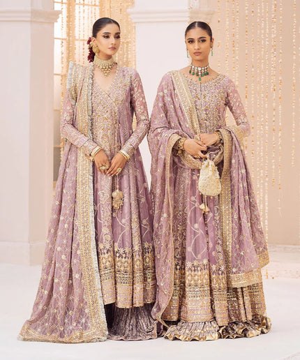 Sabiha | Amethyst Wedding Chiffon Embellished Sharara